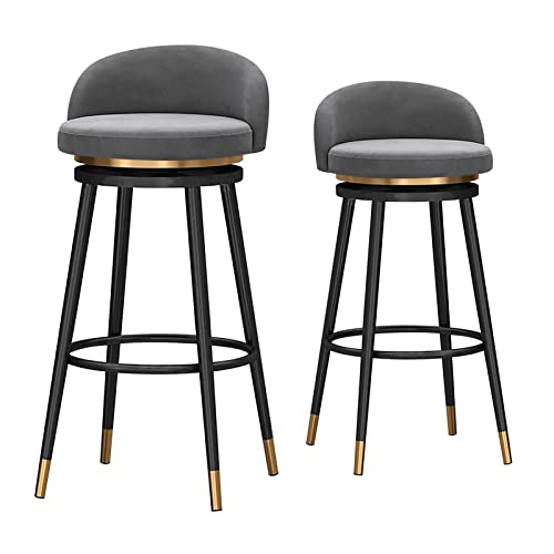 Moderne Barhocker mit Rückenlehne aus Samt und schwarzem Metall, ergonomisch gestaltete Esszimmerstühle für Küche, Theke, Insel, stilvolle Barhocker, 2er-Set Moderne Barhocker mit Rückenlehne aus Samt und schwarzem Metall, ergonomisch gestaltete Esszimmerstühle für Küche, Theke, Insel, stilvolle Barhocker, 2er-Set von Generisch