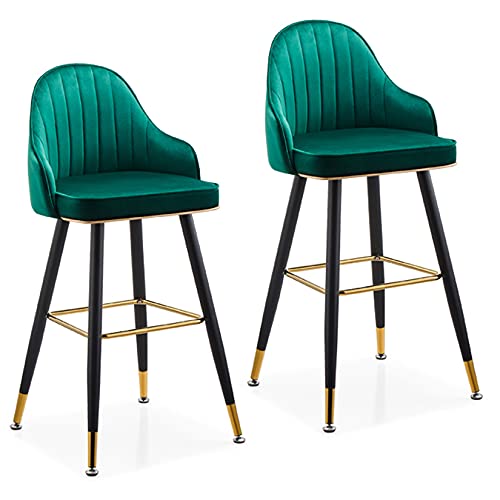 Moderne Barhocker mit Rückenlehne und Fußstütze 2er Set grün ideal für Kücheninseln und Hausbars von Generisch