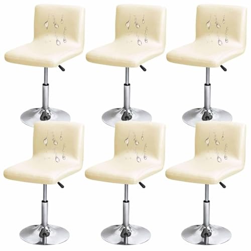 Moderne Barhocker mit elastischer Rückenlehne, Drehstühle mit niedrigem Profil, Stretch-Stoffbezug, gebrochenes Weiß, bequemes Ess- und Küchensitz, 6er-Set Moderne Barhocker mit elastischer Rückenlehne, Drehstühle mit niedrigem Profil, Stretch-Stoffbezug, gebrochenes Weiß, bequemes Ess- und Küchensitz, 6er-Set von Generisch