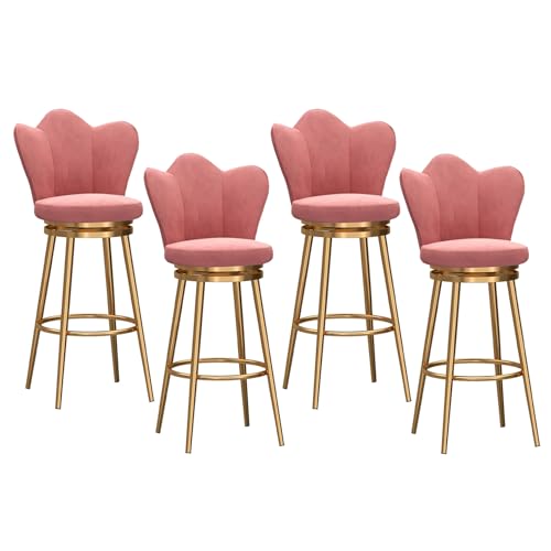 Moderne Barhocker mit niedriger Rückenlehne, goldfarbene Metallbeine, Fußstütze, ideal für Küche, Insel, Esszimmer, Wohnzimmer, Thekenhöhe, Stühle (75 cm Sitzhöhe), 4 Stück von Generisch