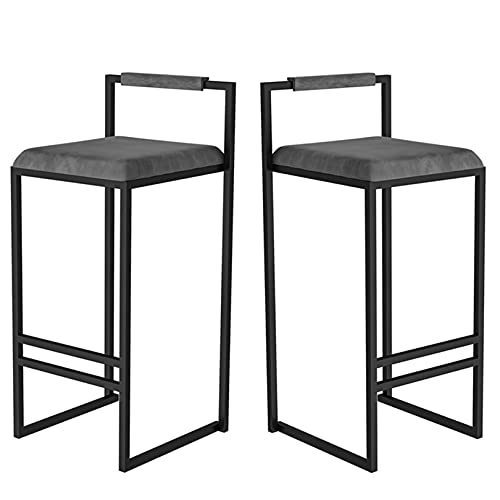 Moderne Barhocker mit niedriger Rückenlehne für Kücheninsel und Esszimmer, stilvolle quadratische Thekenhocker (2er-Set) – perfekt für Wohnzimmer und Kneipe von Generisch