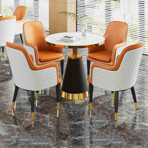 Moderne Büromöbel Verhandlungstisch und Stuhl Set Schlankes Design für Büro Empfang und kleinen Konferenzraum Platzsparend Orange und Weiß Möbelset von Generisch