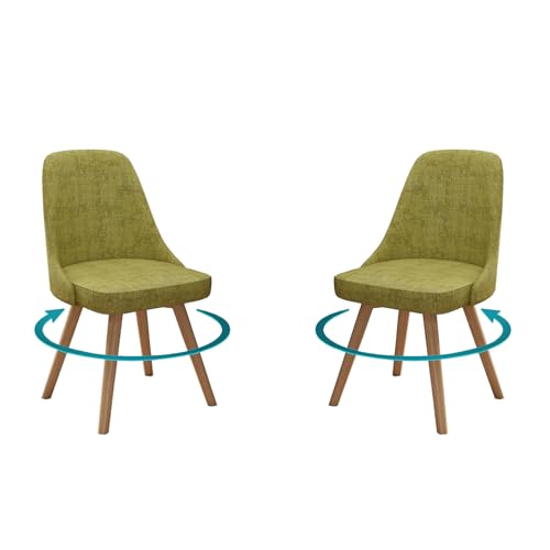 Moderne Drehstühle für Esszimmerstühle, 2er-Set, Leder-Küchenstühle mit hoher gewellter Rückenlehne, Massivholzrahmen, unterstützt 136 kg, Grün und stilvolles Design von Generisch