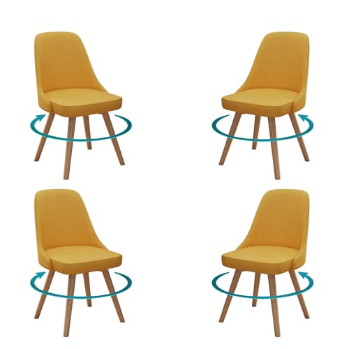 Moderne Drehstühle für Esszimmerstühle, 2er-Set, gepolstertes Leder mit gewellter Rückenlehne, Massivholzrahmen, unterstützt 136 kg, stilvolle gelbe Küchenmöbel für Esszimmer Moderne Drehstühle für Esszimmerstühle, 2er-Set, gepolstertes Leder mit gewellter Rückenlehne, Massivholzrahmen, unterstützt 136 kg, stilvolle gelbe Küchenmöbel für Esszimmer von Generisch