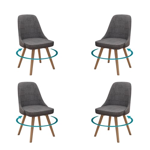 Moderne Drehstühle für Esszimmerstühle, 2er-Set, gepolstertes Leder mit hoher gewellter Rückenlehne, Massivholz, Küchenstühle hält 136 kg, Dunkelgrau, stilvoll und Design. von Generisch