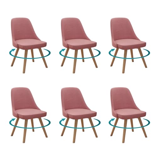 Moderne Drehstühle für Esszimmerstühle, gepolstert, Leder, hohe gewellte Rückenlehne, Massivholz, Küchenstühle bis zu 136 kg, stilvolles Rosa, perfekt für das Essen zu Hause, 2 Stück von Generisch