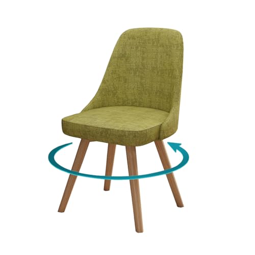 Moderne Drehstühle für Esszimmerstühle, gepolstert, Leder, hohe gewellte Rückenlehne, Massivholz, Küchenstühle bis zu 136 kg, stilvolles grünes Finish, perfekt für Esszimmer von Generisch