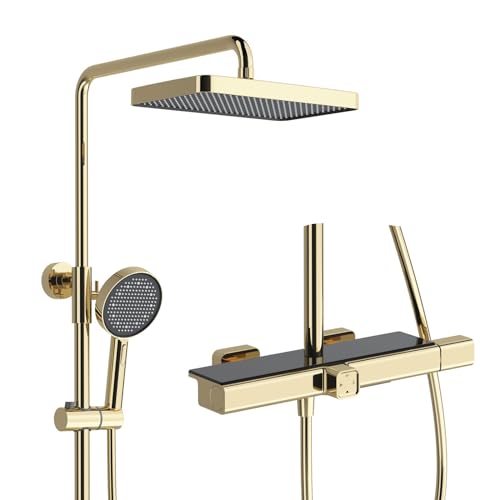 Moderne Duschsäule BSS0254 Verstellbare Regendusche Set 32x19cm Quadratischer Duschkopf 3-Modi Handbrause Kupfer Badewanne Wasserhahn Höhenverstellbares Design Moderne Duschsäule BSS0254 Verstellbare Regendusche Set 32x19cm Quadratischer Duschkopf 3-Modi Handbrause Kupfer Badewanne Wasserhahn Höhenverstellbares Design von Generisch