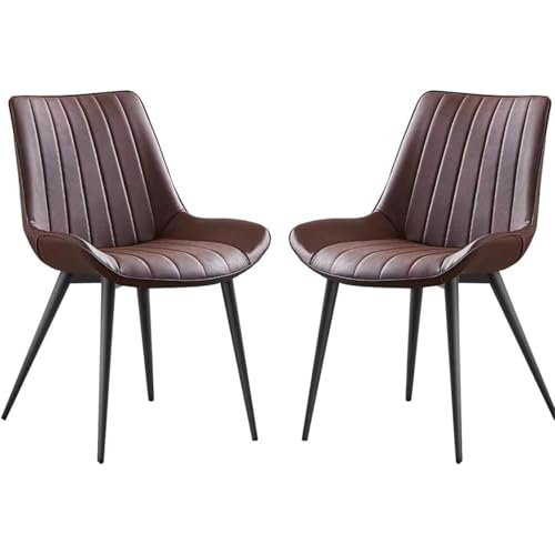 Moderne Esszimmerstühle, 2er-Set, mit stabilen Metallbeinen, für Küche, Wohnzimmer und Lounge, Lederpolsterung von Generisch