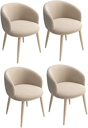 Moderne Esszimmerstühle, 4er-Set, mit Metallbeinen in Holzoptik, bequeme Sitzfläche und Rückenlehne, Beige, stilvolle und langlebige Möbel für Esszimmer von Generisch