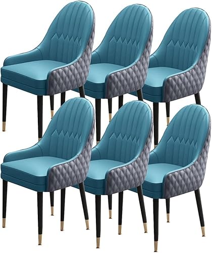 Moderne Esszimmerstühle, 6er-Set, mit Holzbeinen, Küchenstuhl-Set mit weich gepolstertem Sitz und Mikrofaser-Lederpolsterung (Farbe: B) von Generisch
