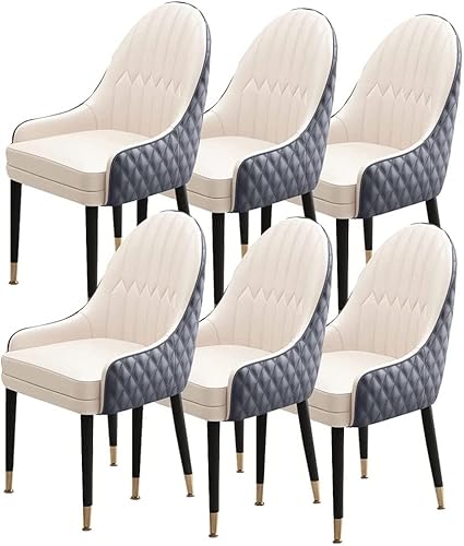 Moderne Esszimmerstühle, Set mit 6 Holzbeinen, Küchenstuhl mit Armlehnen, Mikrofaser-Leder, weich gepolsterter Sitz, stilvolle Akzentstühle für Wohnzimmer (Farbe: Hellgrau) von Generisch