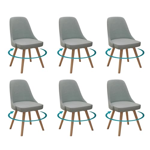 Moderne Esszimmerstühle, drehbar, hellblau, gepolstert, Leder, Küchenstühle mit hoher gewellter Rückenlehne, Massivholz, unterstützt 136 kg, perfekt für Esszimmer, 2 Stück von Generisch