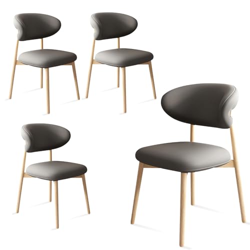 Moderne Esszimmerstühle, ergonomisch, weich und bequem, Küchenstühle mit Holzbeinen, stilvolle dunkelgraue Polsterung für Küche, Esszimmer, Restaurant von Generisch