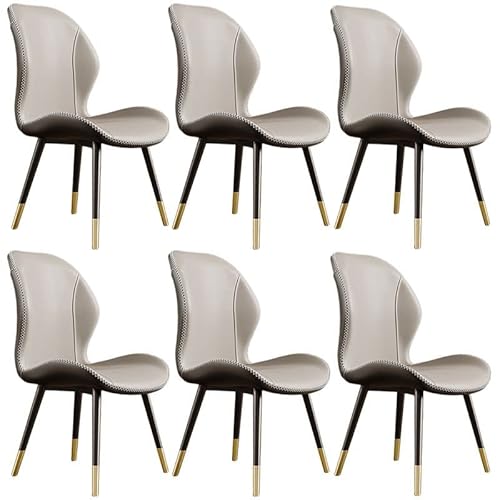 Moderne Esszimmerstühle, gepolstert, Leder, skandinavischer Stil, armlose Glam-Möbel mit matter Rückenlehne, für Küche und Esszimmer, Weiß, 6 Stück von Generisch
