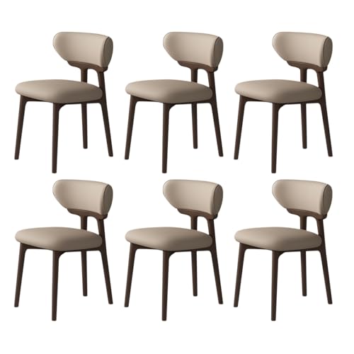 Moderne Esszimmerstühle 2er 4er 6er Set gebogene Rückenlehne & Holzbeine Dunkles Walnuss & Dunkles Khaki Perfekt für Küche Wohnzimmer und Esszimmer Möbel von Generisch