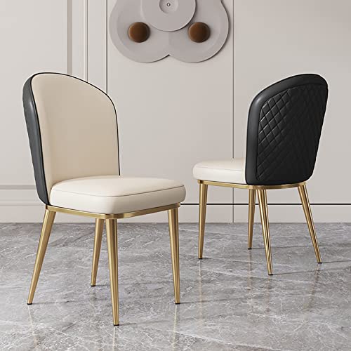 Moderne Esszimmerstühle 2er Set, Bequeme Polsterstühle aus PU-Leder mit Metallbeinen, armloses Design Mitte des Jahrhunderts für Wohnzimmer und Wartebereich von Generisch