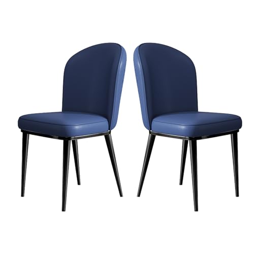 Moderne Esszimmerstühle 2er Set, Polsterstuhl Küche & Wohnzimmer Sitzgelegenheit mit Metallbeinen, Stilvolles Blau & Schwarz Design für Esszimmer & Empfangsbereich von Generisch