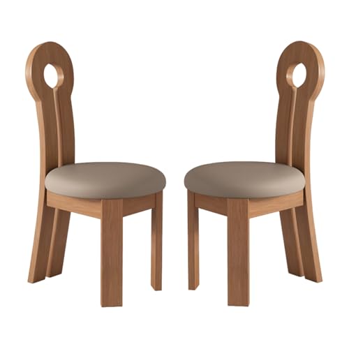 Moderne Esszimmerstühle 2er Set - Gepolsterter Holzrahmen in Massivholz Einzigartiges Design für kleine Räume Helles Walnuss & Dunkles Khaki Küchenstühle - Perfekt für Esszimmer von Generisch