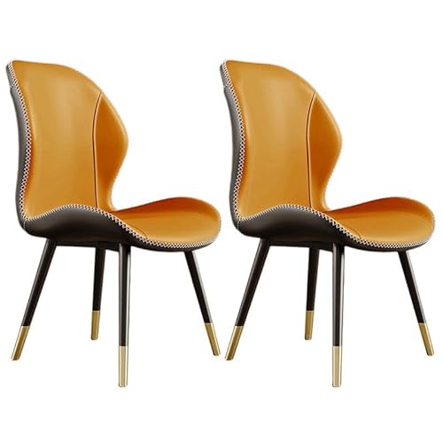 Moderne Esszimmerstühle 2er Set - Skandinavischer Stil Leder Esszimmerstühle Gepolstert mit Armlehne Design, Matte Oberfläche für Küche & Esszimmer, Dunkelgelb von Generisch