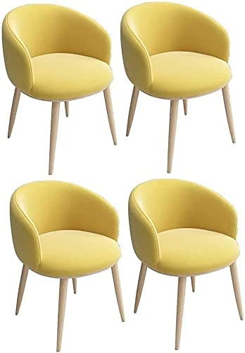 Moderne Esszimmerstühle 4er Set Bequemer Stuhl mit Holzoptik Metallbeinen Stilvolle Gelb Esszimmerstühle für Küche und Esszimmer von Generisch