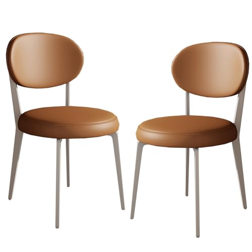 Moderne Esszimmerstühle 4er Set Gepolsterter Küchenstuhl aus Leder mit Metallbeinen, Mitte des Jahrhunderts Armloses Design für Esszimmer und Wohnzimmer von Generisch