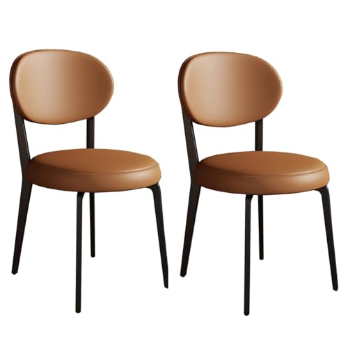 Moderne Esszimmerstühle 4er Set Gepolsterter Küchenstuhl aus Leder mit Metallbeinen, Mitte des Jahrhunderts Armloses Design für Esszimmer und Wohnzimmer von Generisch