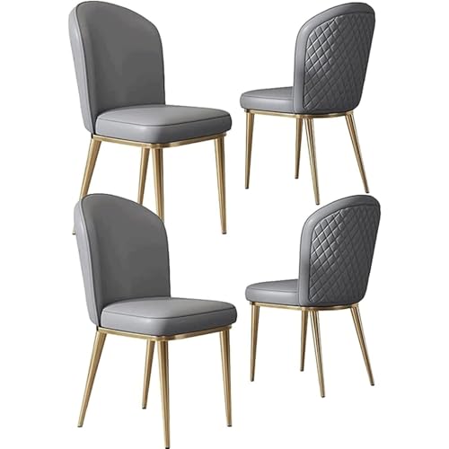 Moderne Esszimmerstühle 4er Set aus weichem Kunstleder mit goldfarbenen Metallbeinen für K/Lounge Grau Moderne Esszimmerstühle 4er Set aus weichem Kunstleder mit goldfarbenen Metallbeinen für K/Lounge Grau von Generisch