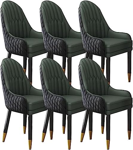 Moderne Esszimmerstühle 6er Set - Stilvolle Küchenstühle mit Holzbeinen mit weichem Mikrofaser-Leder gepolsterten Sitzen in Schwarz & Dunkelgrün für elegante Essräume von Generisch