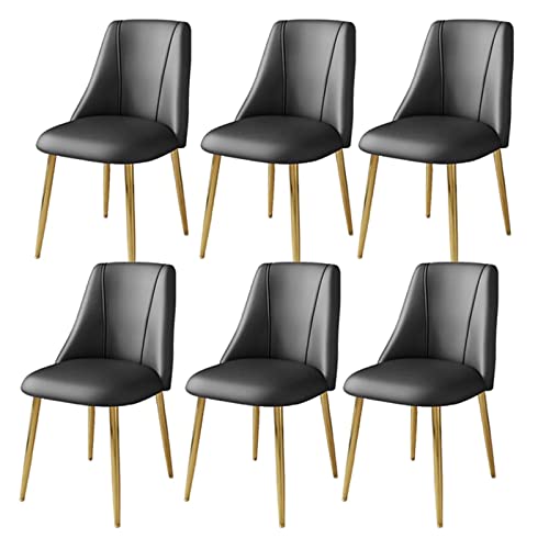 Moderne Esszimmerstühle 6er Set mit PU-Kissen Rückenlehne Mitte Jahrhundert Wohnzimmer Seitenstühle mit Metallbeinen (Schwarz Goldene Füße) 6er Set von Generisch