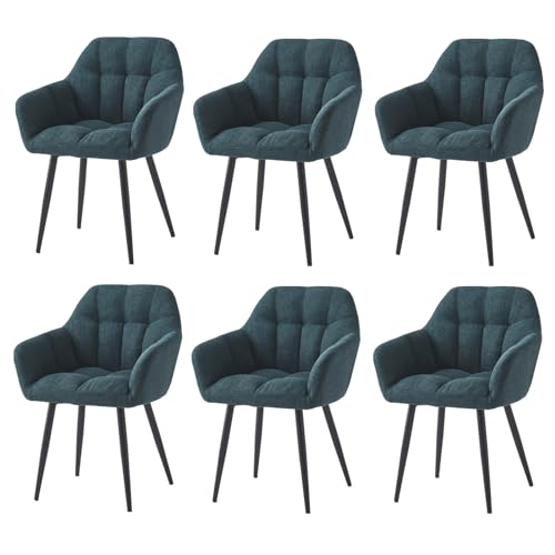 Moderne Esszimmerstühle 6er Set mit dick gepolsterten Stoffpolstern und Metallbeinen, bequemer Sessel für Küche, Freizeit und Esszimmer Moderne Esszimmerstühle 6er Set mit dick gepolsterten Stoffpolstern und Metallbeinen, bequemer Sessel für Küche, Freizeit und Esszimmer von Generisch