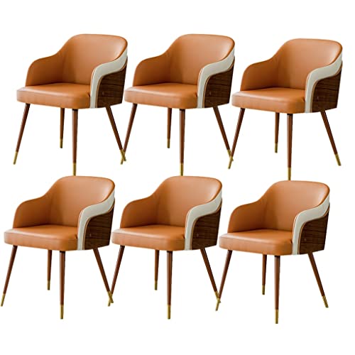 Moderne Esszimmerstühle 6er Set mit weich gepolsterter Sitzfläche Beine aus Buchenholz und Metallbeinen, Bezug Hellgrau Orange Esszimmermöbel von Generisch