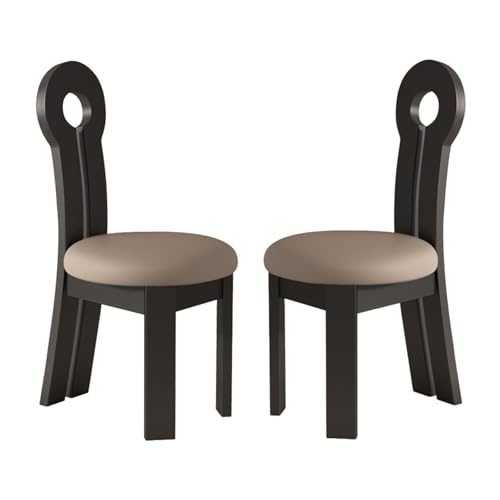 Moderne Esszimmerstühle aus Holz 2er Set - Polsterstühle Küchenstühle mit einzigartigem Design für kleine Räume - Massivholzgestell in Schwarz & Dunkel Khaki Finish von Generisch