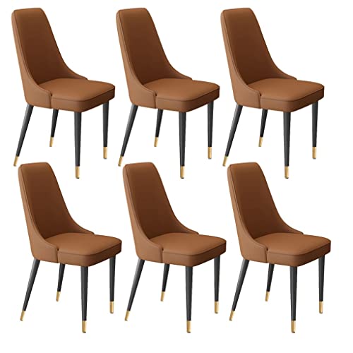Moderne Esszimmerstühle aus Latex-Pad, 6er-Set, mit weichem Mikrofaser-Leder und Metallbeinen, Grau & Schwarz, Seitenstühle für Esszimmer, Braun & Schwarz mit goldenen Füßen von Generisch