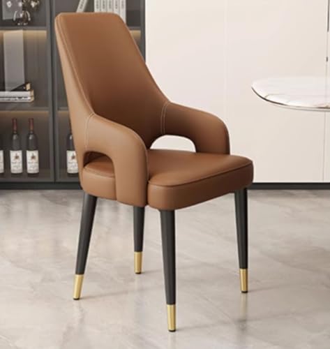 Moderne Esszimmerstühle aus Leder, 4er-Set, mit Rückenlehne, Armlehnen und Metallbeinen, stilvolle Küchenstühle für Wohnzimmer, Schlafzimmer und Büro von Generisch