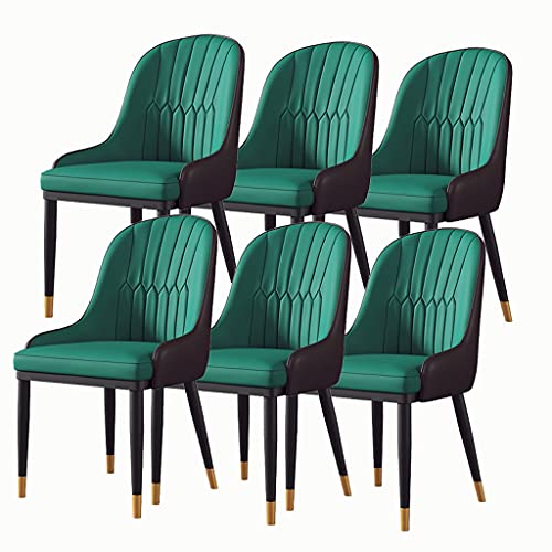 Moderne Esszimmerstühle aus Leder, 6er-Set, hohe Rückenlehne, gepolsterter weicher Sitz mit Armlehnen und Rückenlehne für Zuhause, gewerbliche Restaurants, stabile Stahlfüße von Generisch