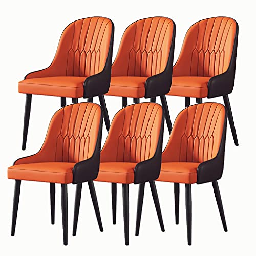 Moderne Esszimmerstühle aus Leder mit hoher Rückenlehne, 6er-Set, mit Armlehnen, Rückenlehne – weich gepolsterte Sitze – stabile Stahlfüße – ideal für den privaten und gewerblichen Gebrauch von Generisch