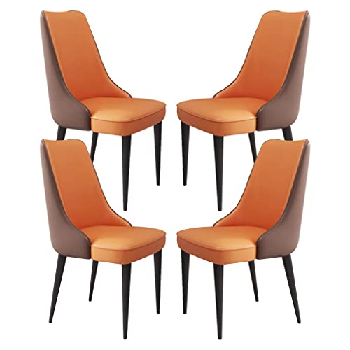 Moderne Esszimmerstühle aus Mikrofaser-Leder mit stabilen Beinen aus Karbonstahl, bequemer Küchentisch, Beistellstühle für Arbeitszimmer oder Lounge, 4 Stück (Kaffee + Orange) von Generisch