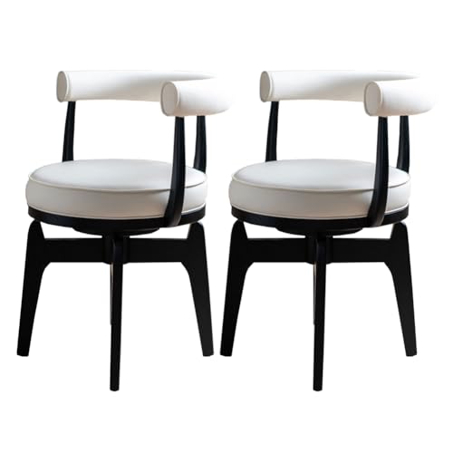 Moderne Esszimmerstühle aus PU-Leder mit Armlehnen und Drehfunktion Ergonomisches Design für Lounge Büro oder Schminktisch 2er Set Beige Esszimmerstühle von Generisch