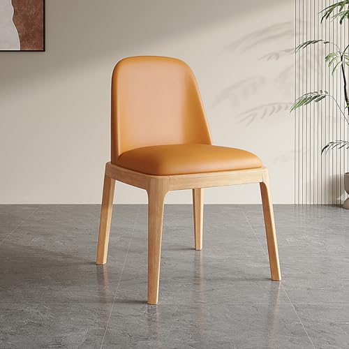 Moderne Esszimmerstühle aus der Mitte des Jahrhunderts, 2er-Set, gepolsterte Kunstleder-Seitenstühle mit Massivholzbeinen für Küche, Zuhause und Bar, Orange & Natur-Finish von Generisch