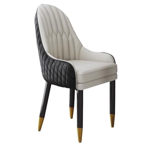 Moderne Esszimmerstühle aus der Mitte des Jahrhunderts – gepolsterter Kunstledersitz und Metallbeine – stilvolle beige & schwarze Küche Esszimmer Möbel – bequem und von Generisch