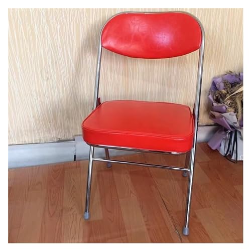 Moderne Esszimmerstühle aus schwarzem Leder, zusammenklappbar, 2er-Set, mit gepolsterten Sitzen und Kissen, bequeme Stapelstühle für Partys (Rot) von Generisch