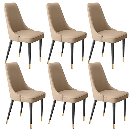 Moderne Esszimmerstühle mit Latex-Polsterung, 6er-Set, mit weichem Mikrofaser-Leder und Metallbeinen, grau/schwarz/goldfarbene Füße, stilvolle Seitenstühle für Esszimmer von Generisch