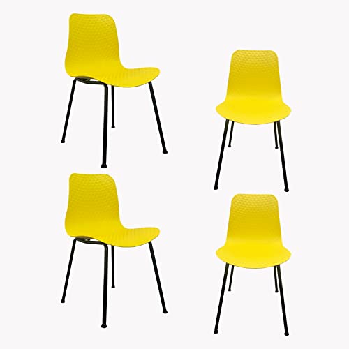 Moderne Esszimmerstühle mit Metallbeinen, moderne Lounge-Esszimmerstühle für Zuhause, Büro, Kunststoffsitz, armlose Stühle, maximale Tragkraft bis zu 150 kg, Gelb, 4 Stück Moderne Esszimmerstühle mit Metallbeinen, moderne Lounge-Esszimmerstühle für Zuhause, Büro, Kunststoffsitz, armlose Stühle, maximale Tragkraft bis zu 150 kg, Gelb, 4 Stück von Generisch