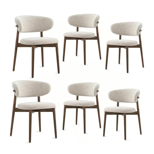Moderne Esszimmerstühle ohne Armlehnen, 6er-Set, mit gebogener offener Rückenlehne, gepolsterter Sitzfläche und Holzbeinen, ideal für Küche oder Esszimmer von Generisch