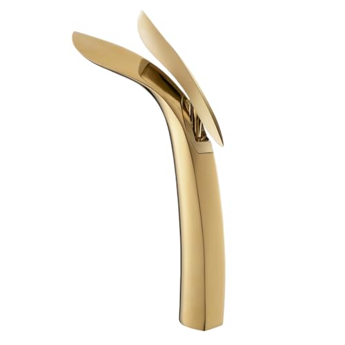 Moderne Form Kronleuchter Badezimmer Wasserhahn, hohe Messing-Mischbatterie, Gold-Finish, stilvolles Design für moderne Waschbecken, beliebtes Heim-Upgrade von Generisch