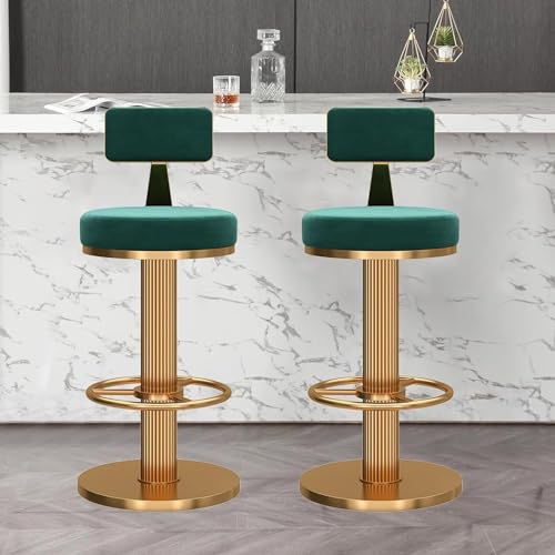 Moderne Frühstücks-Barstühle, 2er-Set, hochbelastbar, Barhocker mit 360°-Drehgelenk, höhenverstellbar, niedriger Rückenlehne, Fußstütze und Metallsockel, ideal für Kücheninsel oder Essbereich von Generisch