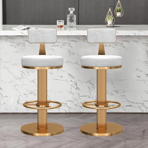 Moderne Frühstücks-Barstühle 2er Set mit 360° Drehgelenk, höhenverstellbar, niedrige Rückenlehne, Fußstütze, Hochleistungs-Barhocker für Kücheninsel & Essbereich von Generisch
