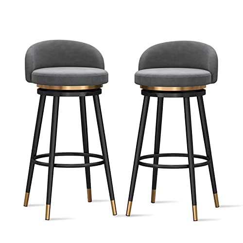Moderne Frühstücksbarhocker aus Samt mit drehbarer Rückenlehne, 2er Set Moderne Frühstücksbarhocker aus Samt mit drehbarer Rückenlehne, 2er Set von Generisch
