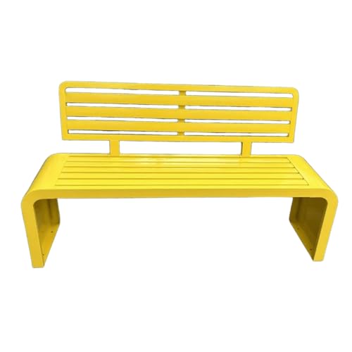 Moderne Gartenbank aus gelbem Metall, wetterfeste Sitzgelegenheit für den Außenbereich, mit verbreiterter Rückenlehne, einfach zu installieren, stabiler, verdickter Boden für Terrassen & Gärten (120 x von Generisch